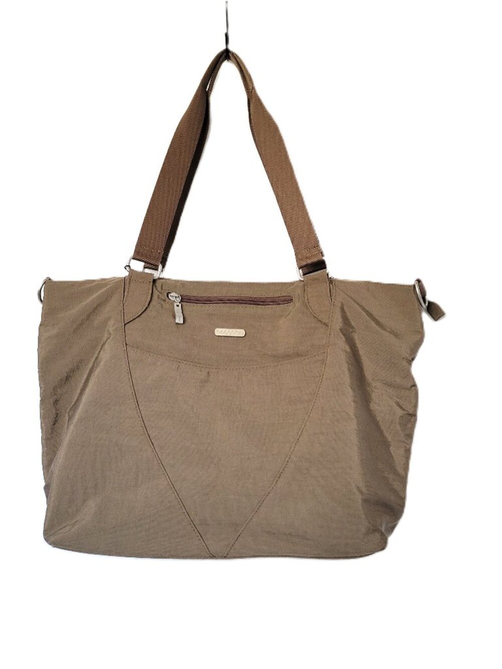 Baggallini Avenue Travel Tote Bag Olive Brown Nylon Laptop Shoulder Purse Zip